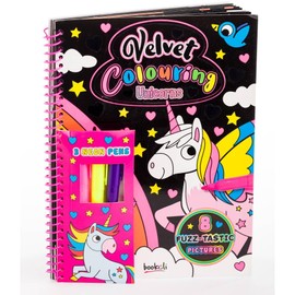 Bookoli - Velvet Colouring: Unicorns - Unicorn Gifts for Girls - Colouring Sets - Arts and Crafts for Kids - Girls Toys