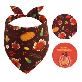 Gofshy Thanksgiving Dog Bandana Large 1PCS, Triangle Reversible Holiday Scarf for Boy and Girl, Fall Autumn Bibs Accessories for Medium Large Dogs Cats