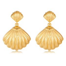 HESSAWELL Gold Shell Dangle Earrings for Women Seashell Drop Dangle Earring for Women Beach Earrings Summer Earrings