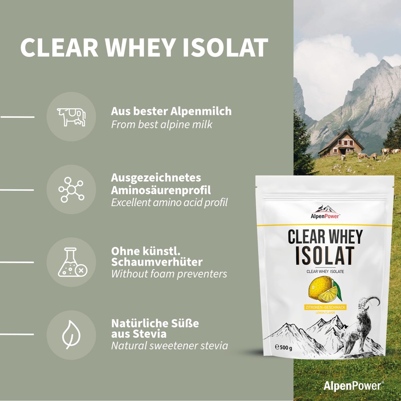 AlpenPower Clear Whey Isolate Lemon 500 g - Clear, Refreshingly
