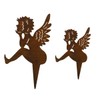Garden Stake Pot Stake Set of 2 Angel Patina Metal