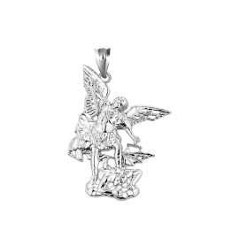 FDJ Medium Sterling Silver St. Michael vs Devil Pendant