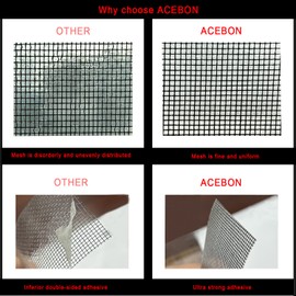 ACEBON Window Screen Repair Kit - 2"x80' Tape for Tears & Holes, Strong Adhesive Black Fiberglass Mesh
