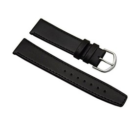 myledershop 20 mm calf leather watch strap, black, silver clasp, including assembly instructions (English language not, Strap.