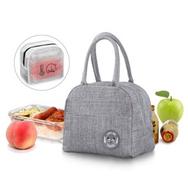 JEEZAO Small Lightweight Lunch Bag, Cool Bag, Insulated Bag for Work, School, Picnic, Foldable, Waterproof, Zip, 6 L (Grey)