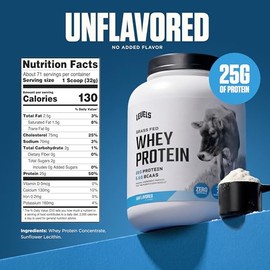 Levels Grass Fed Whey Protein Powder, No Artificials, 25G of Protein, Unflavored, 5LB