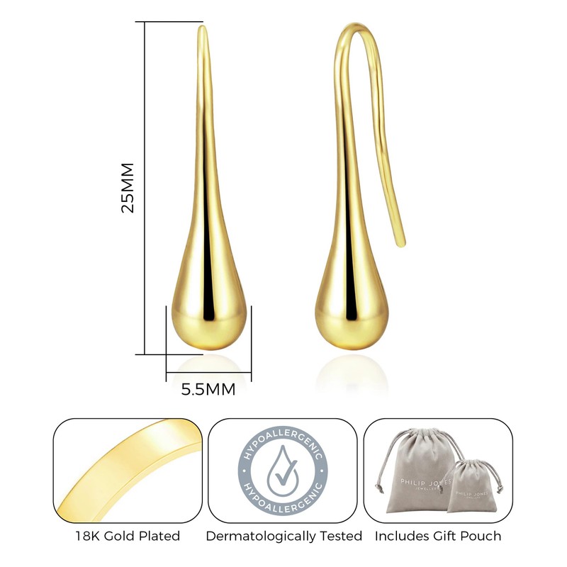 Philip Jones Gold Plated Teardrop Earrings