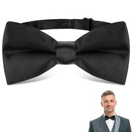 Ouligay Black Bow Ties for Men, Pre-Tied Bowtie Adjustable Mens Solid Color Tuxedo Bow Ties for Shirts Vests Tuxedos Suits Wedding Party Business Daily