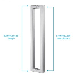 TOGU TG-R3825 24 inches Solid Standoffs Heavy-Duty Commercial Grade-304 Stainless Steel Push Pull Door Handle/Barn Door Pull Handle/Glass Pulls, Full Brushed Stainless Steel Finish