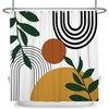 Canessioa Boho Geometric Shower Curtain White Beige Mid Century Abstract