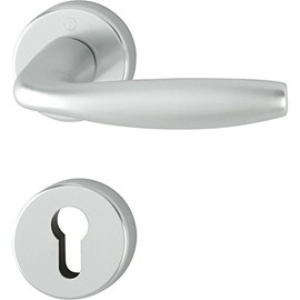 Hoppe House Door Door FH Door Handle Set – Silver Anodised Aluminium – for Internal Doors Door Thickness 40 Key 45 mm New York, Rundrosette PZ