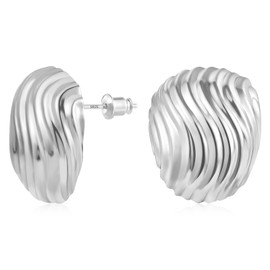 Boutiquelovin Statement Dupes Earrings Silver 925 Drop Hoop Earrings Women's Gift for Women Girlfriend Mum Girls, Sterling Silver, No Gemstone