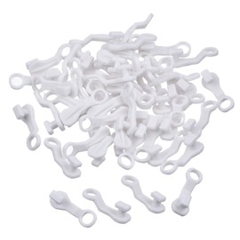 Curtain Glider Hooks White Plastic Curtain Hook, Pack of 50