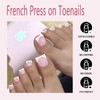 240pc Pink Press on Toenails Women with Glue Tabs, French