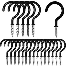 strrng 20pcs Metal Ceiling Hooks Wall Hooks- Cup Screw in Hooks,for Wood,Under Cupboard,Cabinet Shelf,Hanging Plant and Kitchen Utensils Stick On Door Handles,Door Pull Handle Self