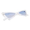 Komonee Triangular Cat Eye Sunglasses Clear Frame Blue Lens Tint