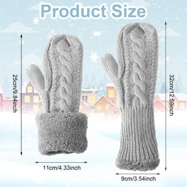 Candcamp Mittens Women, Winter Warm Mittens, Women's Gloves Fingerless Gloves, Mittens Gloves With Fleece Lining Warm Knitted Gloves One Size Fits All for Ski Cycling Running Outdoor Gloves Christmas