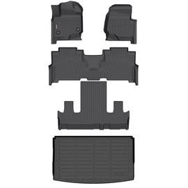 Binmotor-Floor Mats & Cargo Liner for for Ford Expedition Max 2021-2024 (Only for 7 Seats with 2nd Row Bucket Seat), for Expedition Max Active,Platinum,King Ranch All Weather Car Mats Accessories