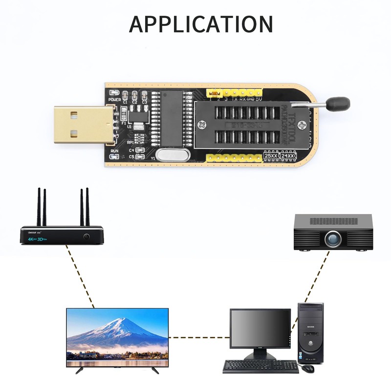 APKLVSR SOIC8 SOP8 Flash Chip IC CH341A USB Programmer for