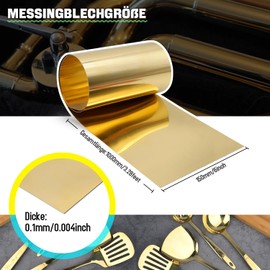 Uxney Brass Sheet, Brass Plate Gold Foil Sheets Brass Sheet Roll 1000 mm x 150 mm x 0.1 mm for Crafts, Electrical Repairs, DIY Projects