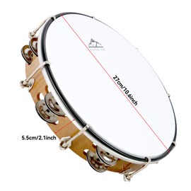 EASTROCK 10 inch Tambourine Adjustable for Adults Hand Held Plastic Tambourines Double Row Metal Jingles Percussion Musical Instrument 10 inch Light