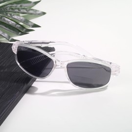 Eyekepper Bifocal Reading Sunglasses with Metalless Screwless Spring Hinges Clear Frame, +3.00