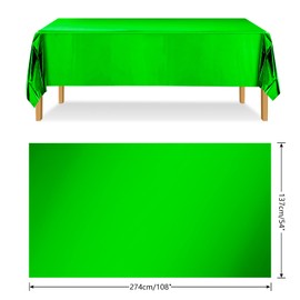 ELECLAND 2Pcs Green Plastic Table Cover Green Foil Tablecloth 137 x 274 cm Rectangle Metallic Green Table Cover, St. Patrick's Day Tablecloth for Birthday Christmas Party St. Patrick's Day Decorations