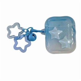 XBS-Better Case for AirPods 1 2, AriPods 2nd Generation, Premium Fashion Blue Star Decoration Pattern Case Cover Accessories for AirPods 1/2 ​with Pendant for Women Girls