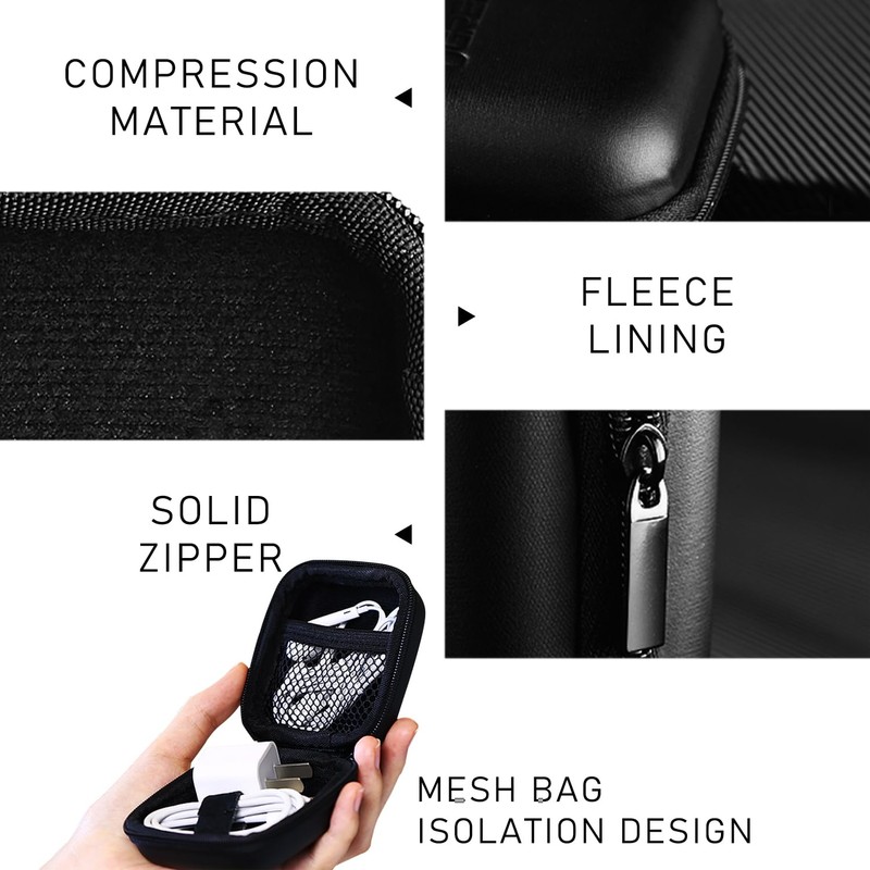 1 x Black Hard Headphone Box with 2 Black Cable