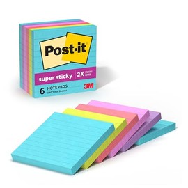 Post-it Notas sper adhesivas, 6 blocs de notas adhesivas forradas, 4 x 4 pulgadas, ideal para organizacin en tu dormitorio, hogar u oficina, 2 veces  
