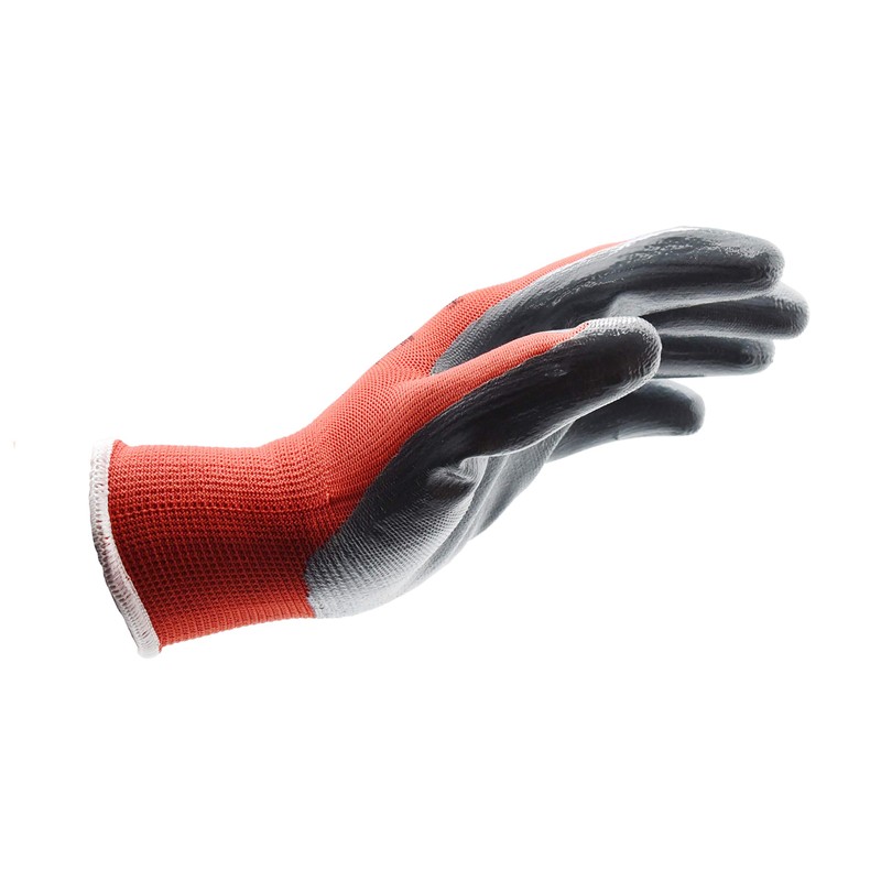 12 Pairs Red Black Nitrile Coated Nylon Safety Builders Work