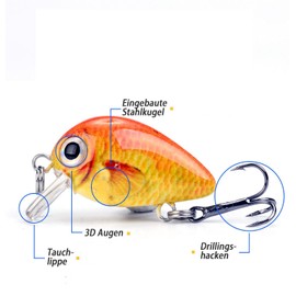 Steinn Wobbler Crankbait Artificial Bait Set Predatory Fish Zander Perch Fishing 1.6 g 2.5 cm with Bait Box