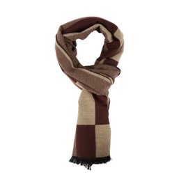 sourcing map Men Plaids Warm Winter Soft Wrap Shawl Long Scarves Dark Beige+Brown