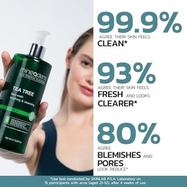 Mineaderm Jabón facial con aceite de árbol de té, limpiador facial diario para pieles grasas y propensas al acné, lavado facial para mujeres y hombres