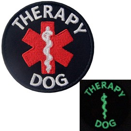 Glow In Dark Service Dog EMS Medic Paramedic Star of Life Therapy Dog Vests/Harnesses Emblem Embroidered Fastener Hook & Loop Patch