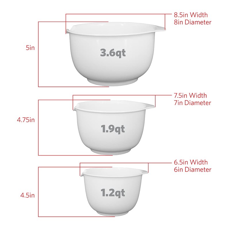 GLAD Mixing Bowls with Pour Spout, Set of 3 |