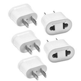 Switian 5 Pieces FR to US Converter EU Plug to US Plug Adapter for French Appliances France Europe USA for Japan Canada Thailand Taiwan/White