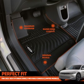 All Weather Floor Mats for 2022-2024 Hyundai Ioniq 5 Movable Console (Limited Models) Floor Mats & Trunk Mat & Backrest Mats for Hyundai Ioniq 5 Accessories Guard Odorless Anti-Slip Floor Liner