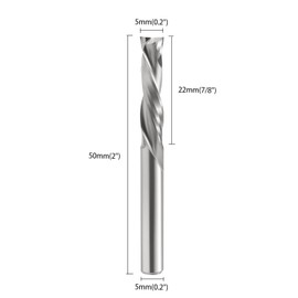 EU_HOZLY 5 x 22 mm Up & Down Cutting Two Flutes Spiral Carbide Work Tool Cutter 5 mm Shank for CNC Router Compression Wood Bits Pack of 5