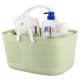 rejomiik - Cesta de plástico con asas, organizador para baño, cocina, dormitorio, despensa, armario, oficina, zona de juegos para niños, color verde
