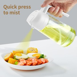 DOPUDO White Glass Oil Mister 470ml | Multipurpose Oil Spray Bottle for Cooking and Salad | Refillable Olive Oil Dispenser with Dual Nozzles for Air Fryer and BBQ