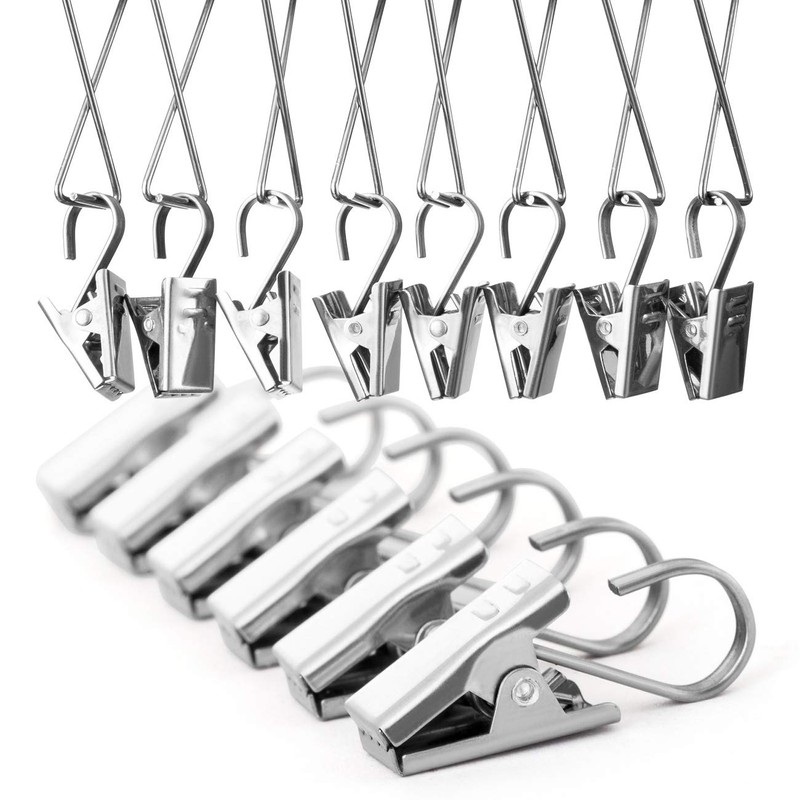 LIHAO 24 Pcs Stainless Steel Strong Curtain Clips Curtain Hooks