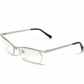 FashionBerry Men's Ikatsume Sunglasses, Thin Frame, Metal, Isolate, Oraora-style, Artisans, Gaten-style, Choiwar, Gentle on the Eyes, MT Silver × Clear