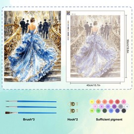 MAXBYE Malen Nach Zahlen Erwachsene, Elegante Frau Paint by Numbers DIY Handgemalt Ölgemälde Kit Leinwand Acrylfarben Painting für Home Decor Geschenk, Ohne Rahmen 40x50cm