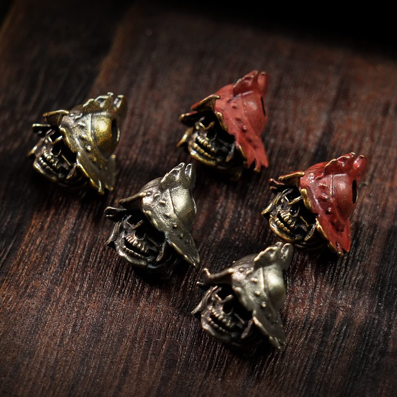 [HorixGear] EDC 真鍮スケルトンペンダント パラシュートパラコードコードツール ランヤード ビーズジッパープルギフトスカルビーズルーススペーサービーズdiyクラフトブレスレットキーチェーンの装飾アクセサリー (SILVER)