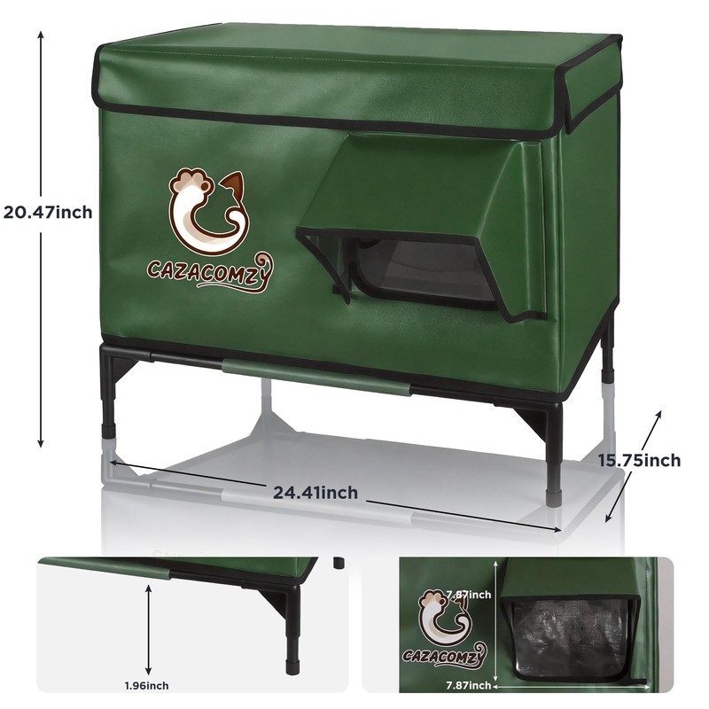 Weather Resistant Outdoor Cat House Green 24" x 20" x