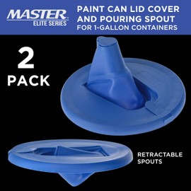 Master Elite Paint Can Lid Cover and Pouring Spout for 1-Gallon Containers, 2 Pack - Secure Seal with Built-in Spout to Pour Paint Easy, Prevents Messes, Spills, Drips, Splatter - Paint Storage Lid