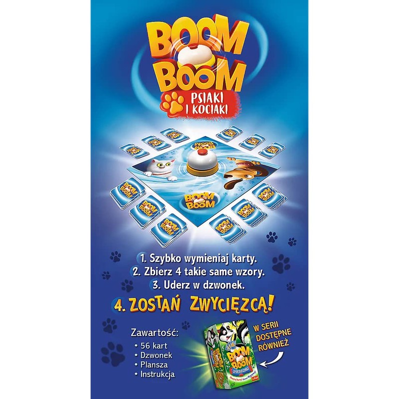 Trefl Boom Boom Birds and Kittens, Dynamic Family Card Game,