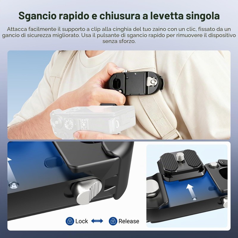 NEEWER Clip per Zaino per Fotocamera, Attacco a Sgancio Rapido