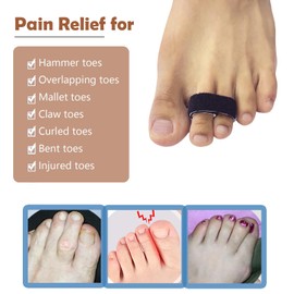 Jrery-KEY Hammer Toe Wraps, 10 Pack Fabric Buddy Wraps Toe Bandages, Toe Splints Straightener for Hammer toes, Overlapping Toes, Crooked Toes, Curled Toes, Bent Toes and Broken Toes